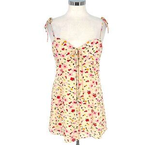 Princess Polly Karla Printed Tie Mini Dress Cream Multicolor Size 10